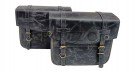 For Royal Enfield Bear 650 Genuine Leather Pannier Bags Black With Saddle Stays - SPAREZO